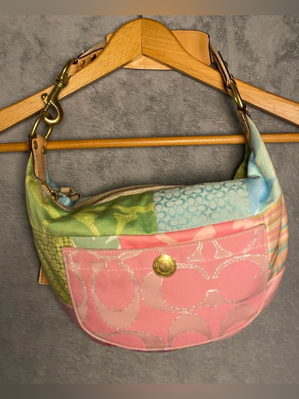 Coach Patchwork Shoulder Hobo Bag with original box & dust bag